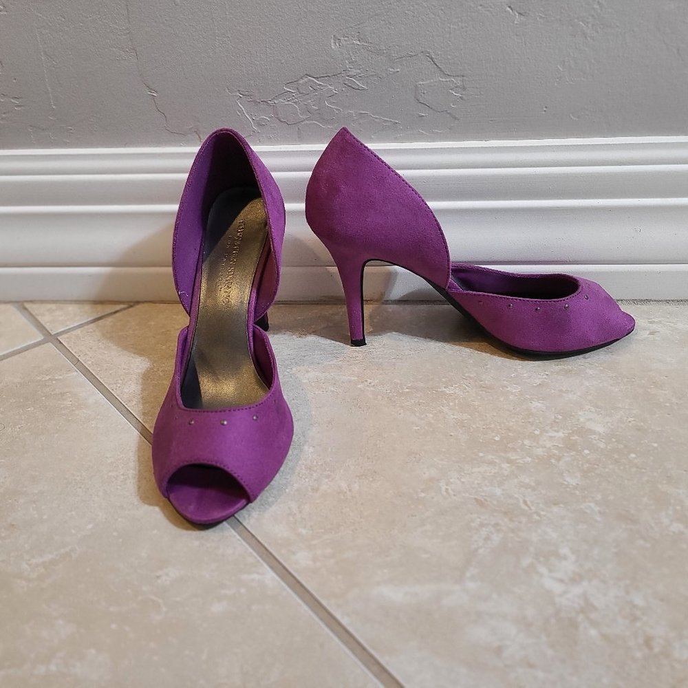 Christian Siriano Purple Peep Toe D'Orsay Heels